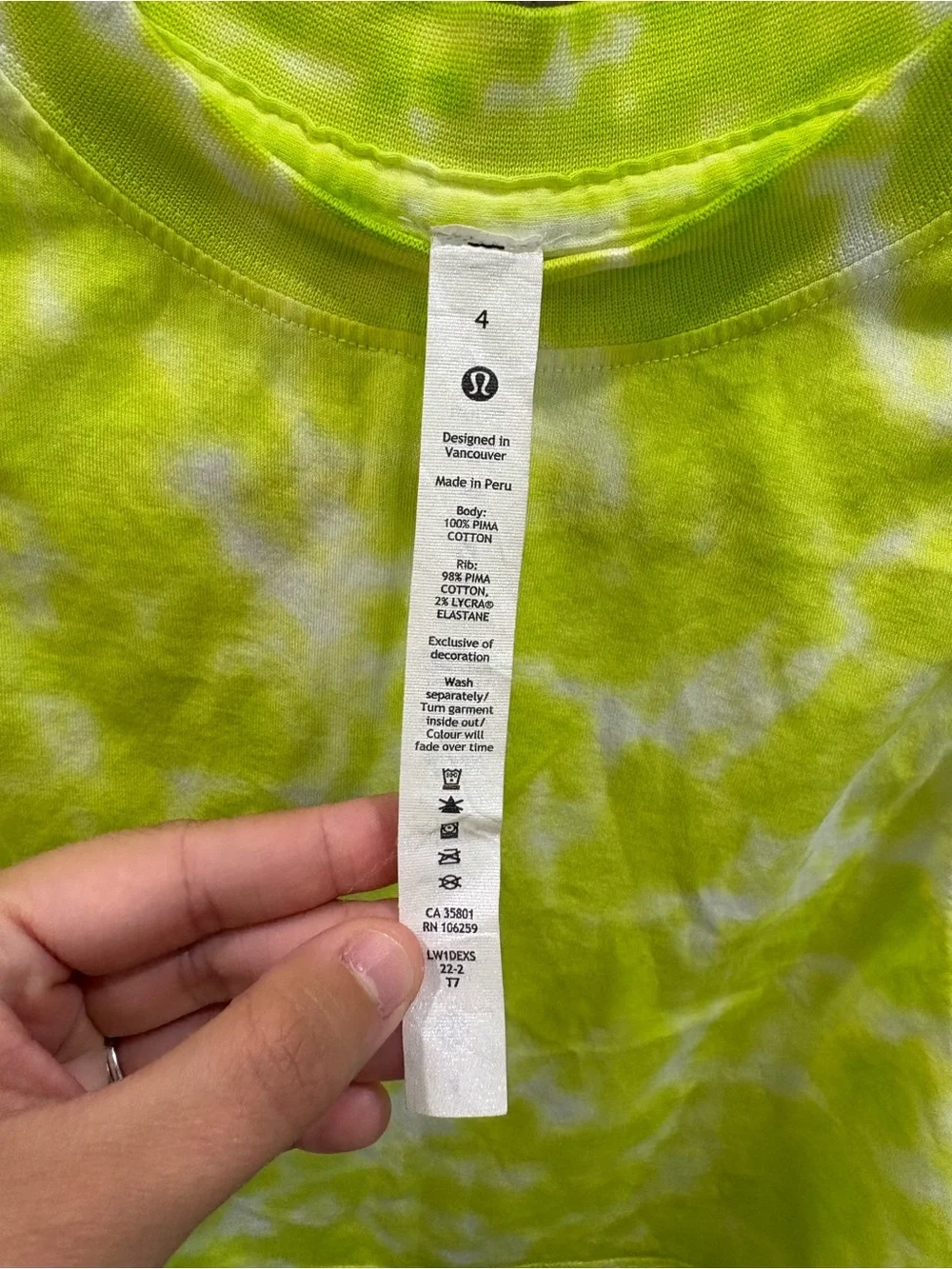 Lululemon All Yours Crop Tank Size 4 Marmoleado Tie Dye Eccentric Lime
